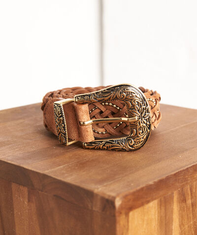 Edrisse camel-coloured braided belt with silvery details PhotoZ | 1-2-3