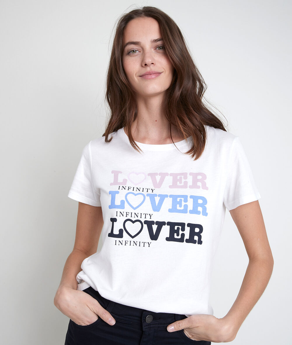 Ilove ecru t-shirt with slogan ecru.
