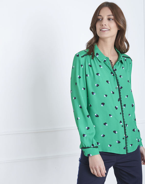 Verdi green printed blouse | 1-2-3 Verdi green printed blouse PhotoZ | 1-2-3