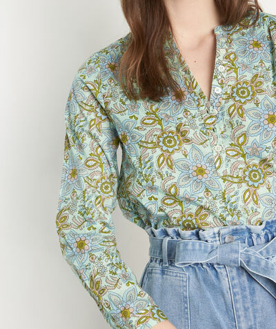 Lumba green printed cotton blouse  PhotoZ | 1-2-3