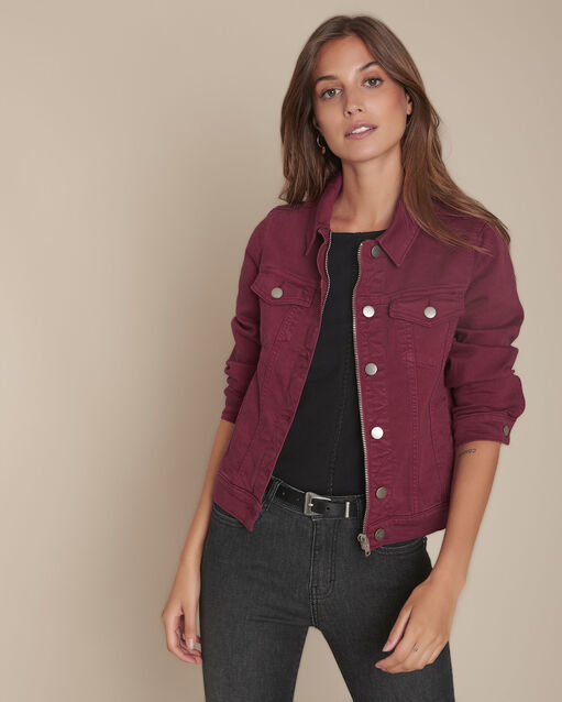 Clem burgundy denim jacket bordeaux.