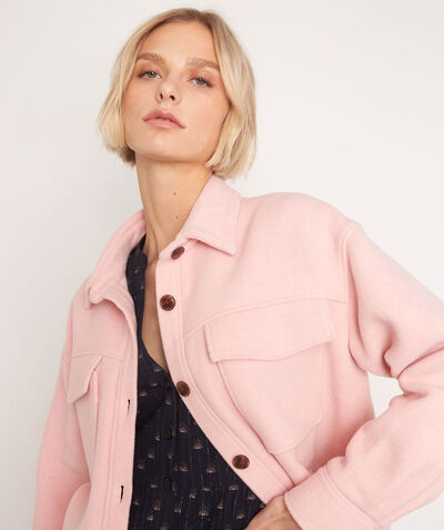 Rita powder pink XXL cotton and wool overshirt PhotoZ | 1-2-3