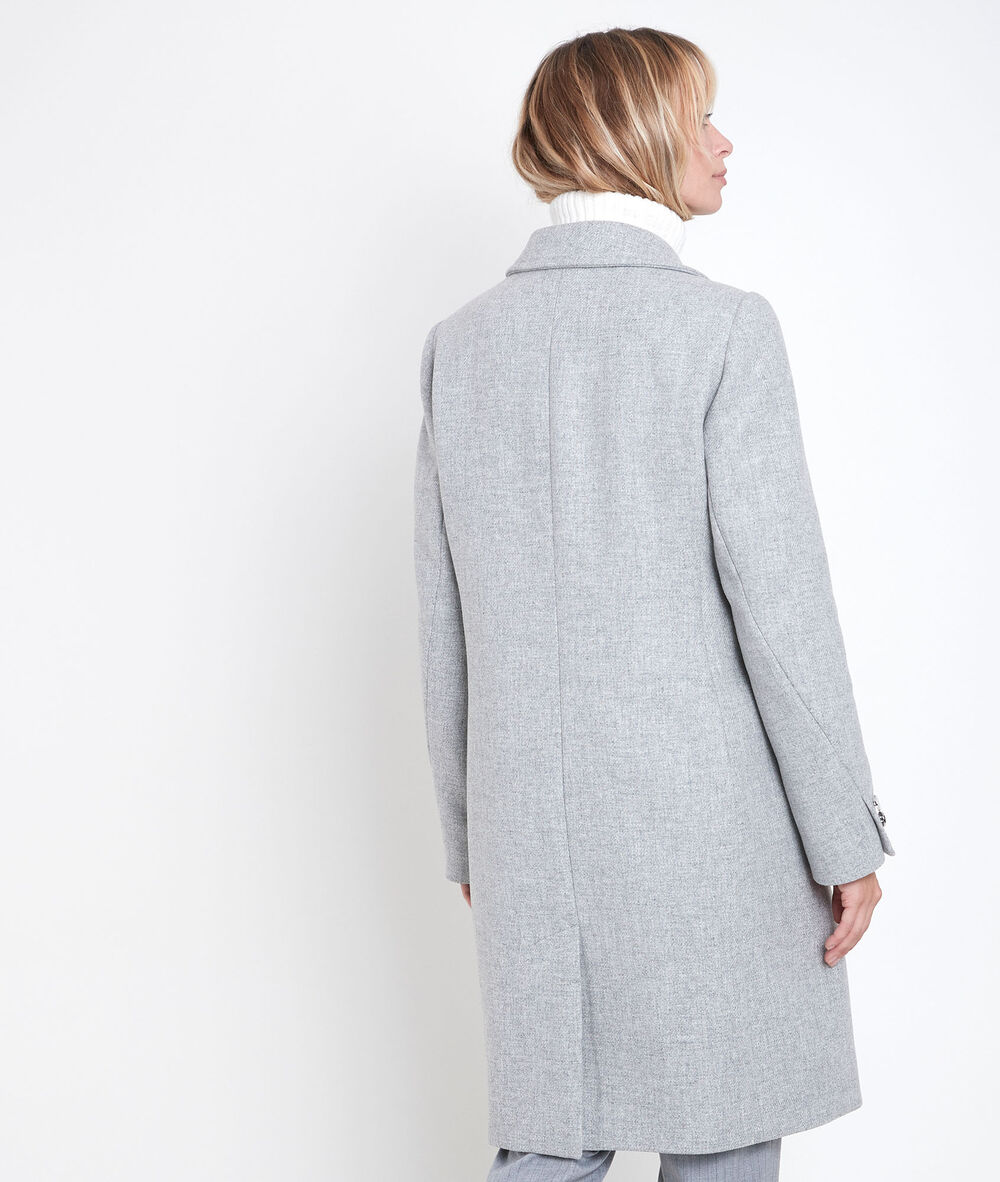 Jeff straight-cut grey coat chine clair.