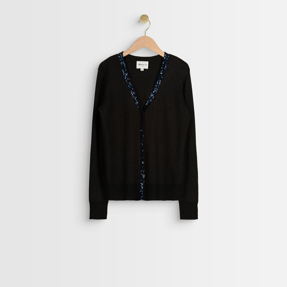 Randy cardigan with sequinned neckline noir.