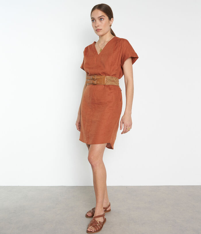 Nadine short plum certified linen dress 