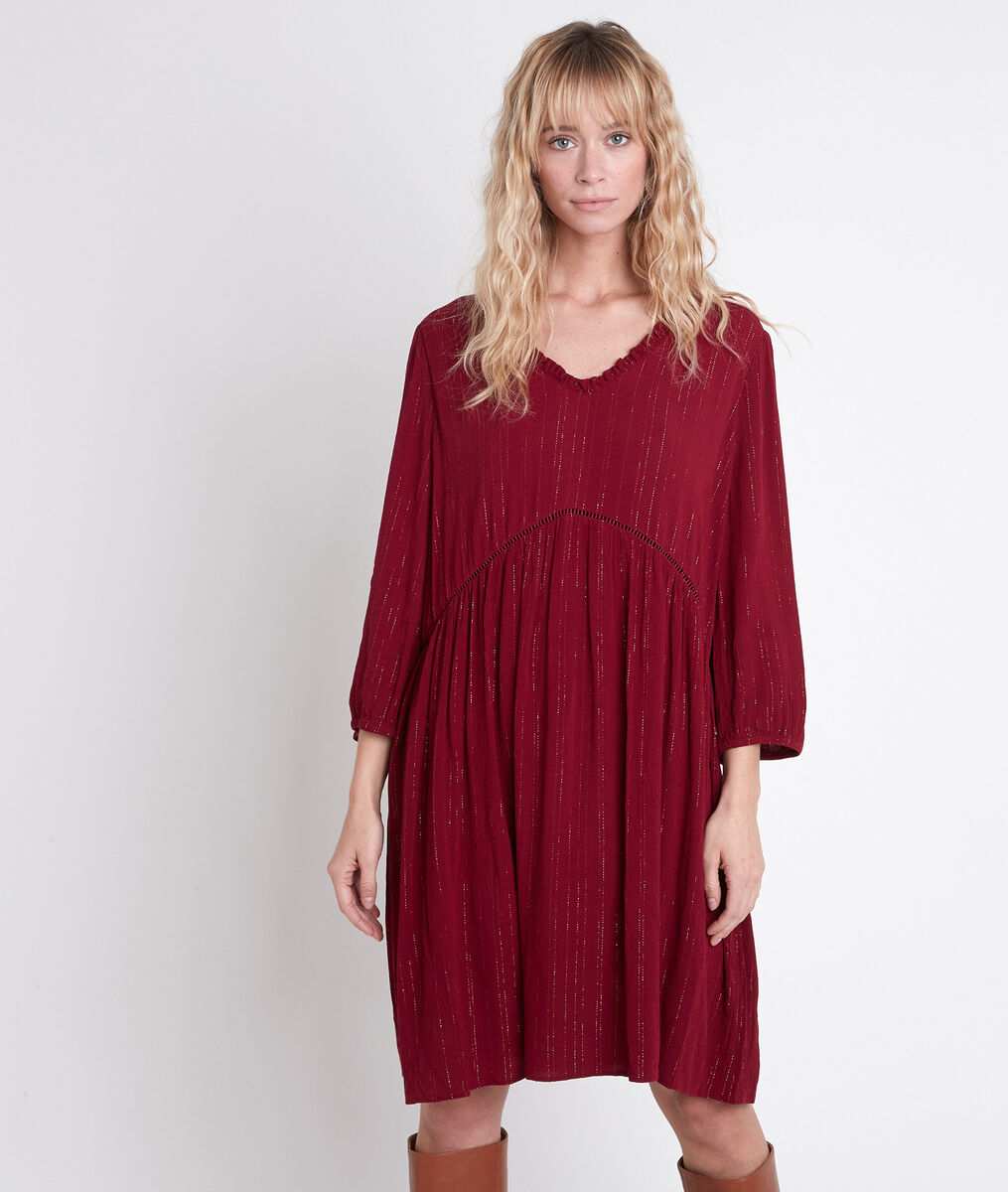 LARISSA red A-line dress in lurex | 1-2-3 LARISSA red A-line dress in lurex PhotoZ | 1-2-3