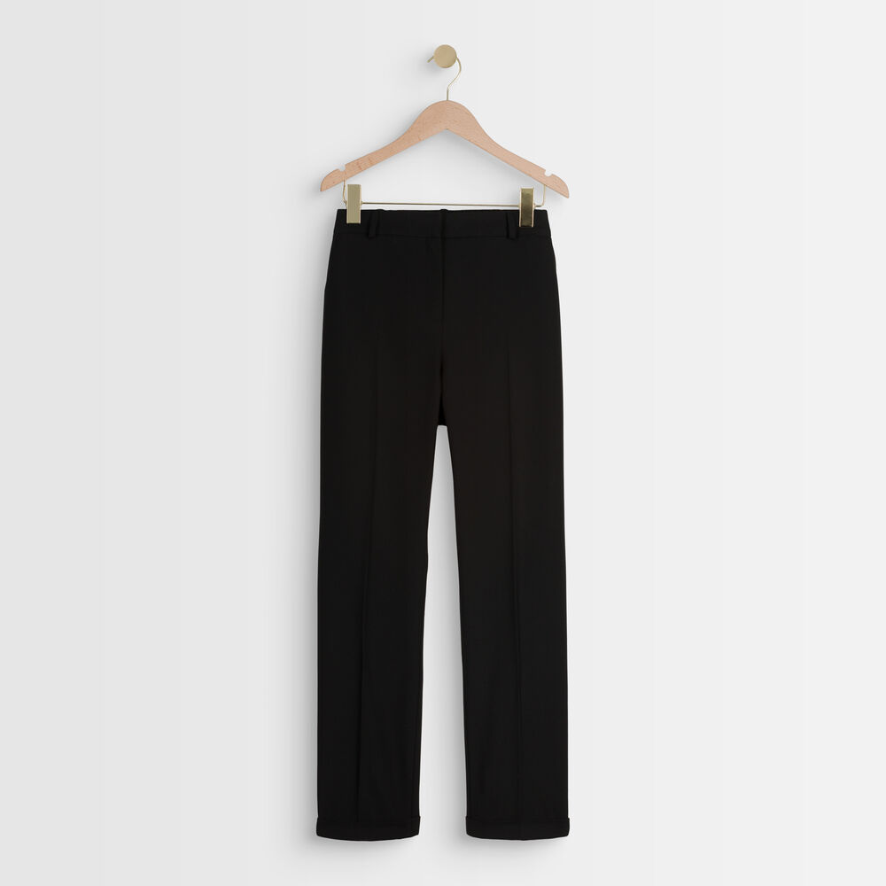 Felix black piqué cigarette-cut trousers noir.