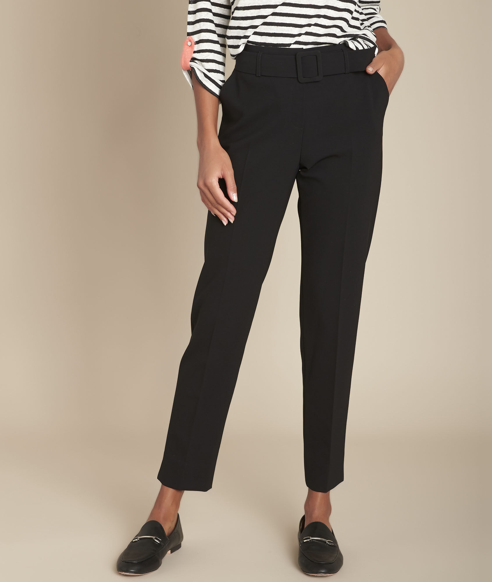 belted cigarette trousers