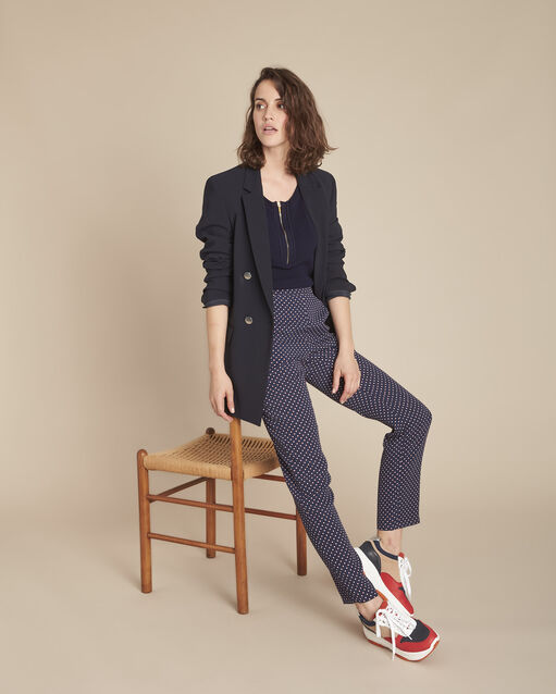 Garry navy polka dot print cigarette trousers (2) - Maison 123