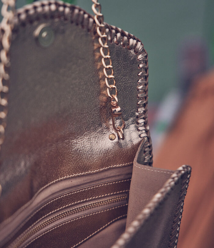 Fady flat gold braided leather clutch bag PhotoZ | 1-2-3