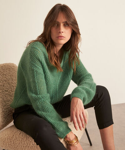 Bianca green wool and mohair oversize pullover PhotoZ | 1-2-3