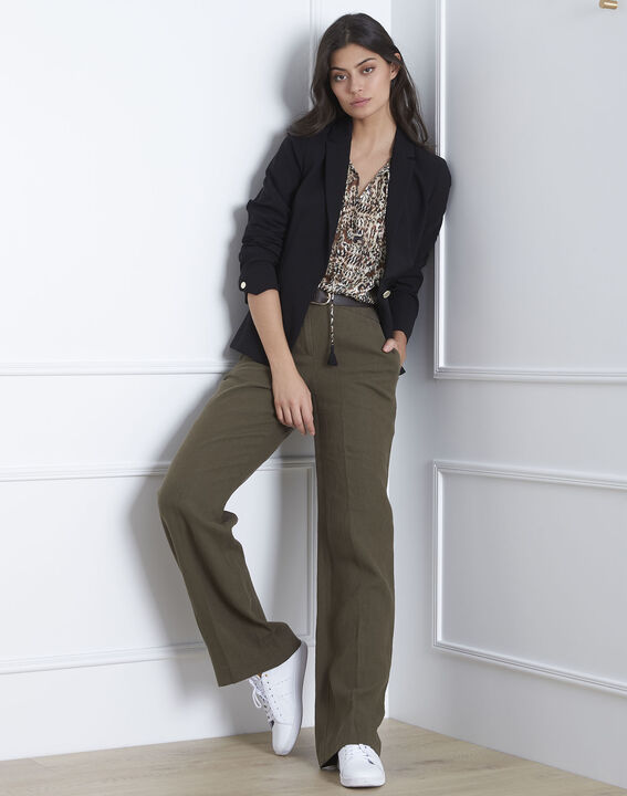 Gobi loose-fit khaki linen trousers | 1-2-3 Gobi loose-fit khaki linen trousers PhotoZ | 1-2-3