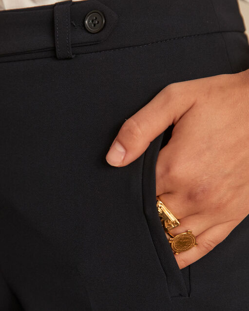 Lara navy microfibre cigarette trousers navy.