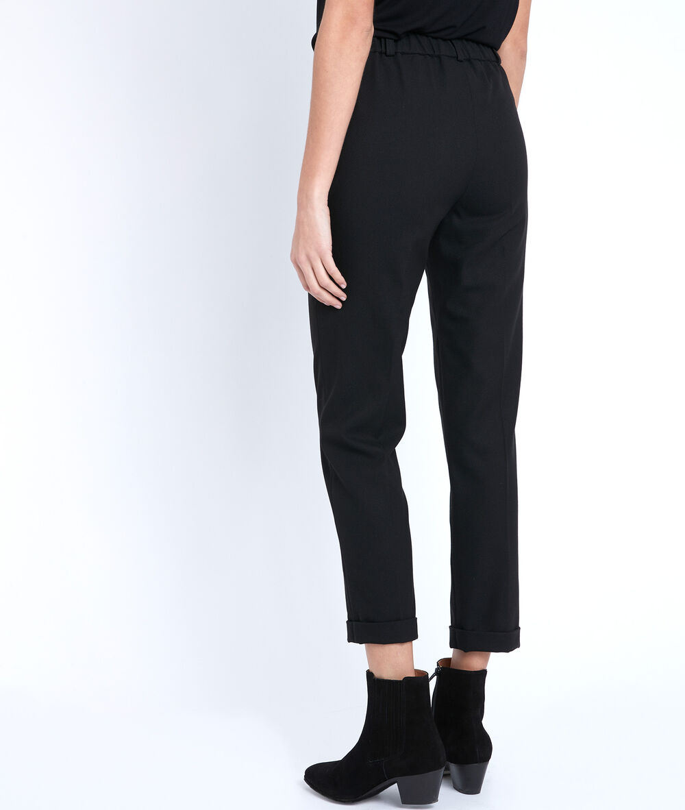 Felix black piqué cigarette-cut trousers noir.