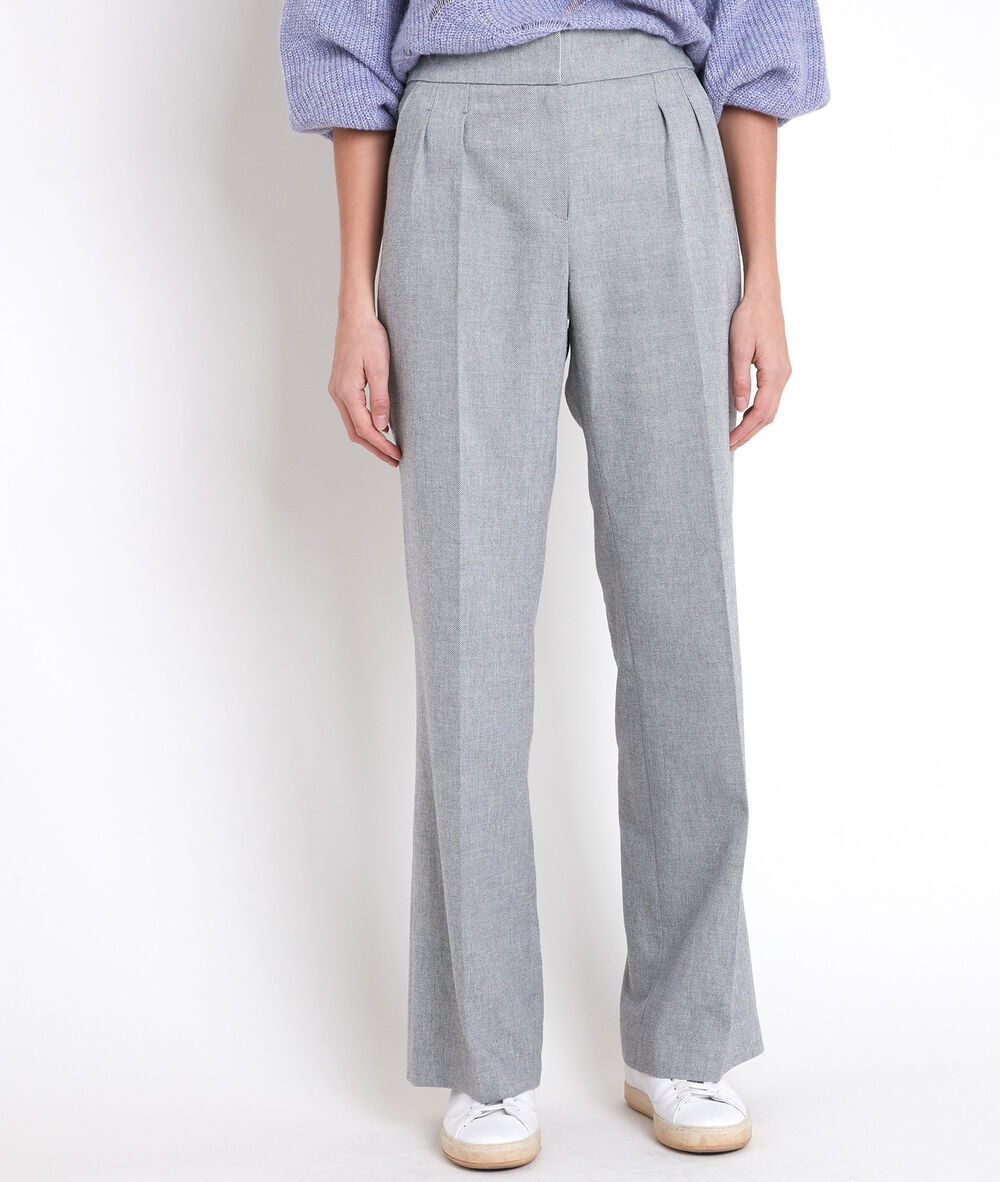 Galaxy heather grey wide-leg trousers gris chine.