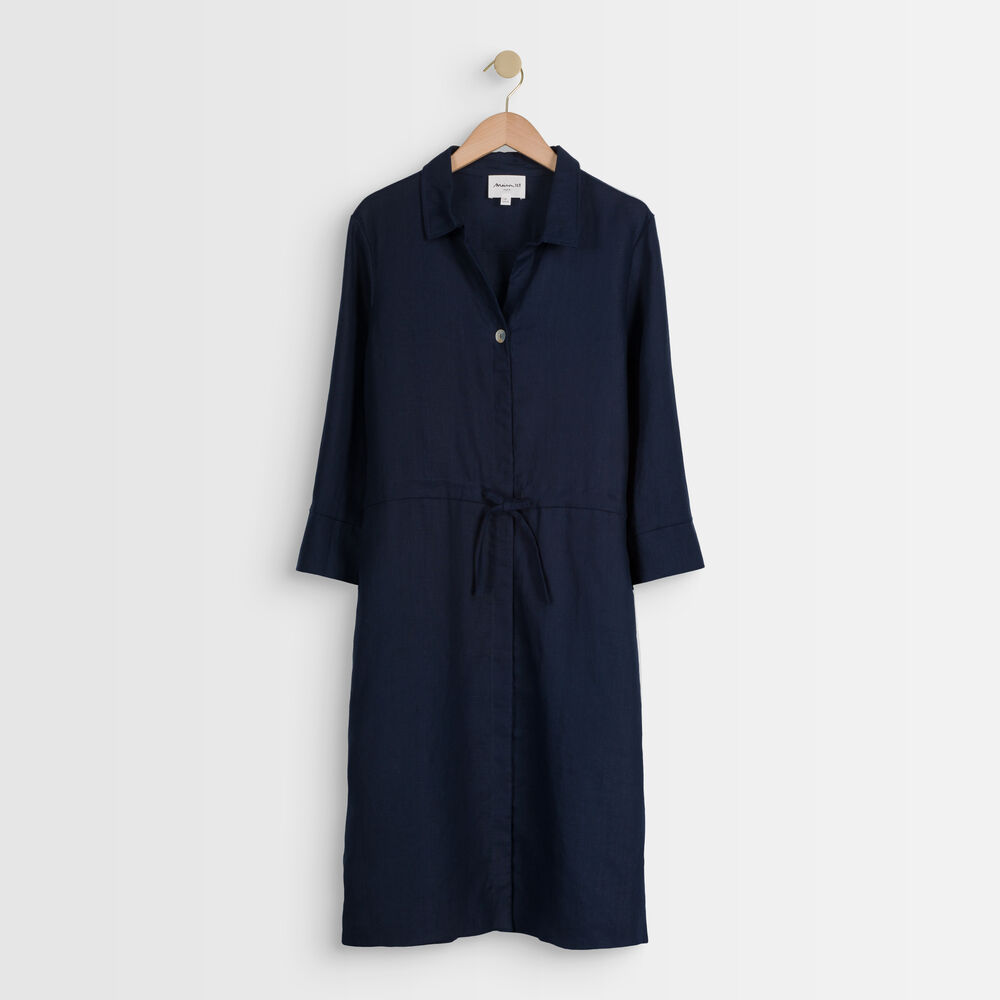 Luna blue certified linen shirt dress encre.