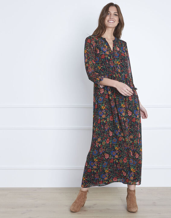 Libra floral print long black dress | 1-2-3 Libra floral print long black dress PhotoZ | 1-2-3