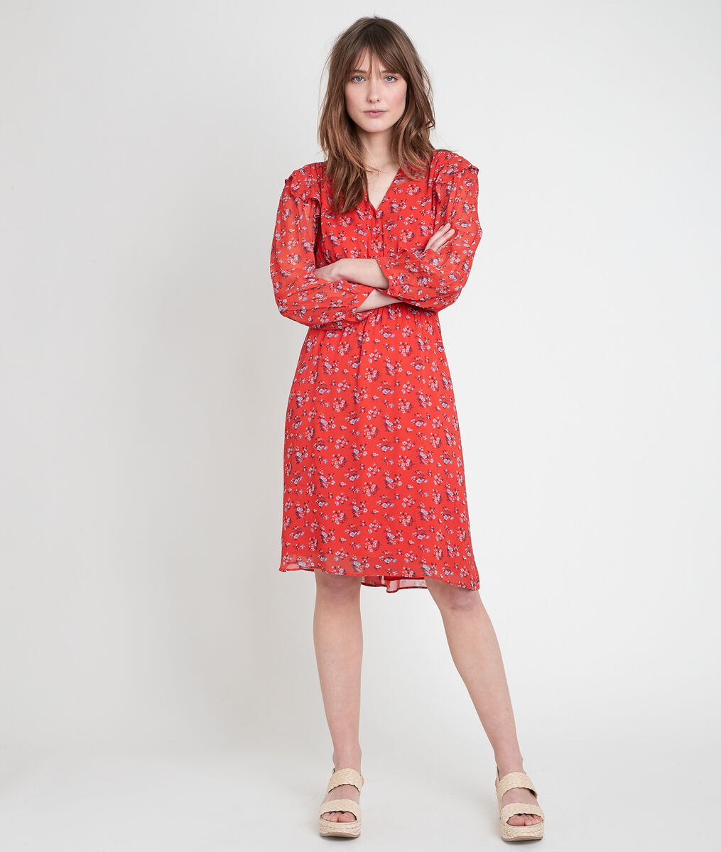LIVIE guava-coloured printed dress | 1-2-3 LIVIE guava-coloured printed dress PhotoZ | 1-2-3