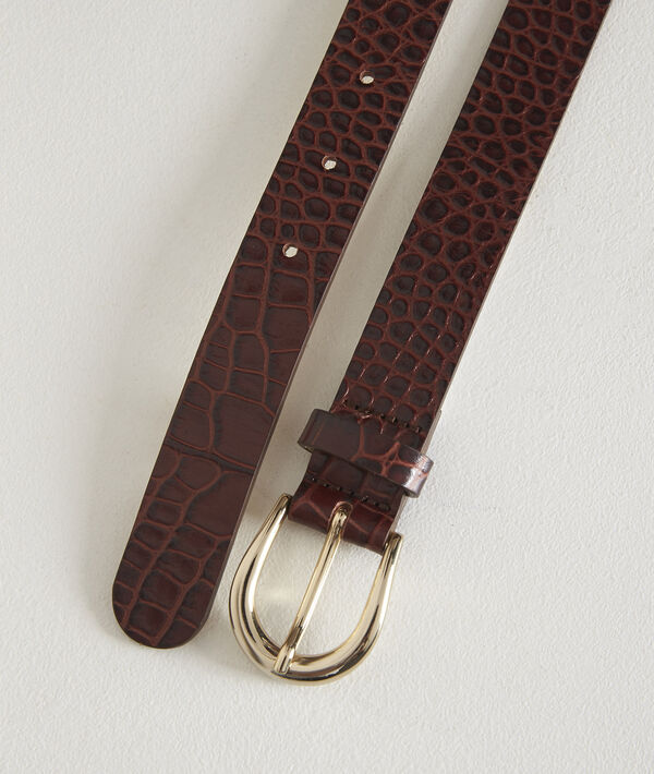 Karine ebony mock croc leather belt | 1-2-3 Karine ebony mock croc leather belt PhotoZ | 1-2-3