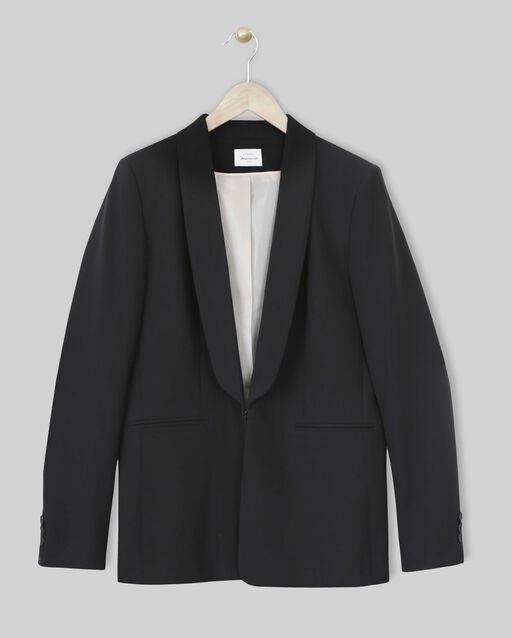 Stella black microfibre shawl collar jacket black.