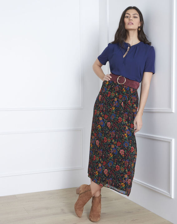 Samba long black floral print skirt | 1-2-3 Samba long black floral print skirt PhotoZ | 1-2-3