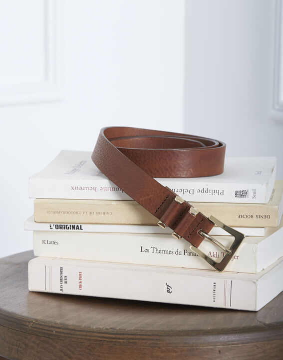 Kelynn brown leather belt with a square buckle | 1-2-3 Kelynn brown leather belt with a square buckle PhotoZ | 1-2-3