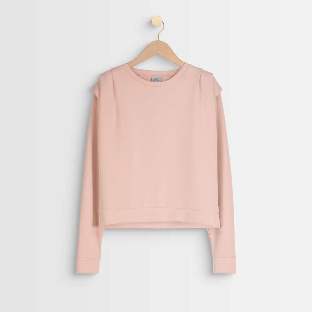 Ice pink sweater with shoulder pads rose.