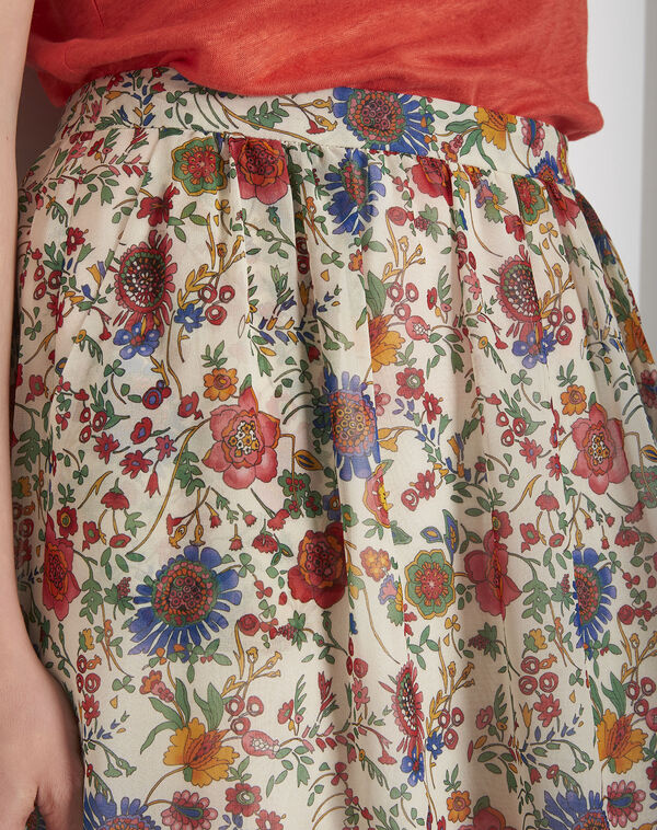 Samba ecru floral print skirt ecru.