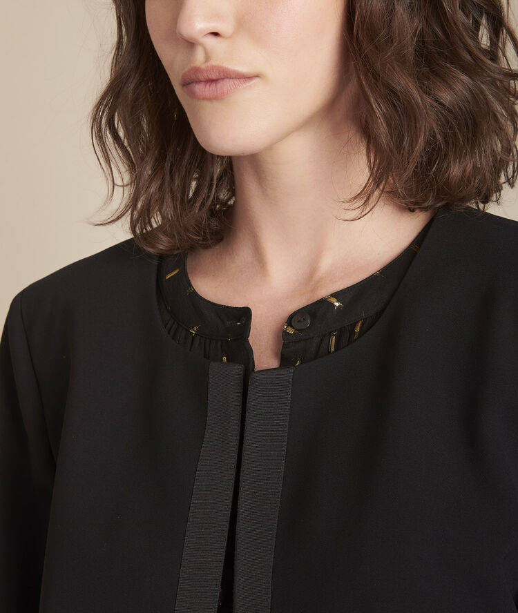 Charme black microfibre and grosgrain jacket black.