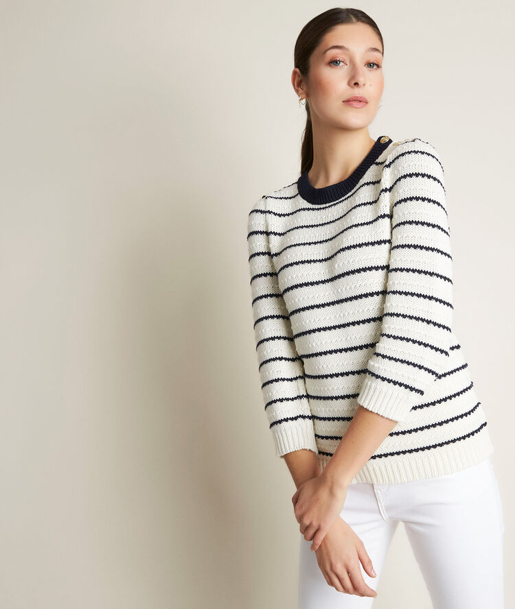 Daphnee striped pullover ecru.