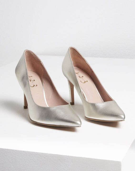 Kelly gold leather high heels | 1-2-3 Kelly gold leather high heels PhotoZ | 1-2-3