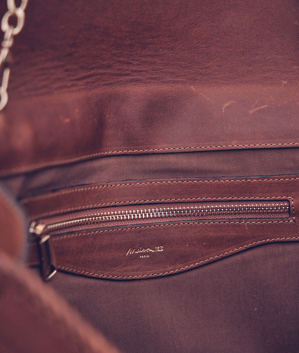 Fabre large flat brown leather clutch bag PhotoZ | 1-2-3