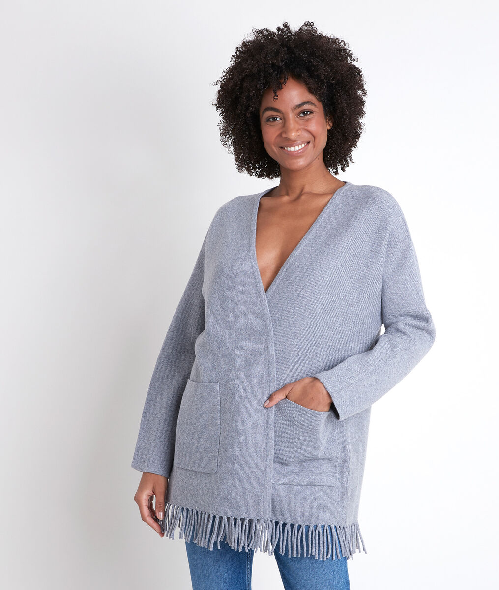 ROXIE grey knitted jacket with tassels | 1-2-3 ROXIE grey knitted jacket with tassels PhotoZ | 1-2-3