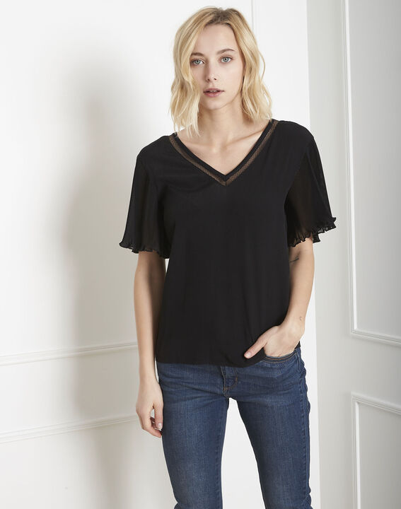 Victor black lace pleated blouse | 1-2-3 Victor black lace pleated blouse PhotoZ | 1-2-3