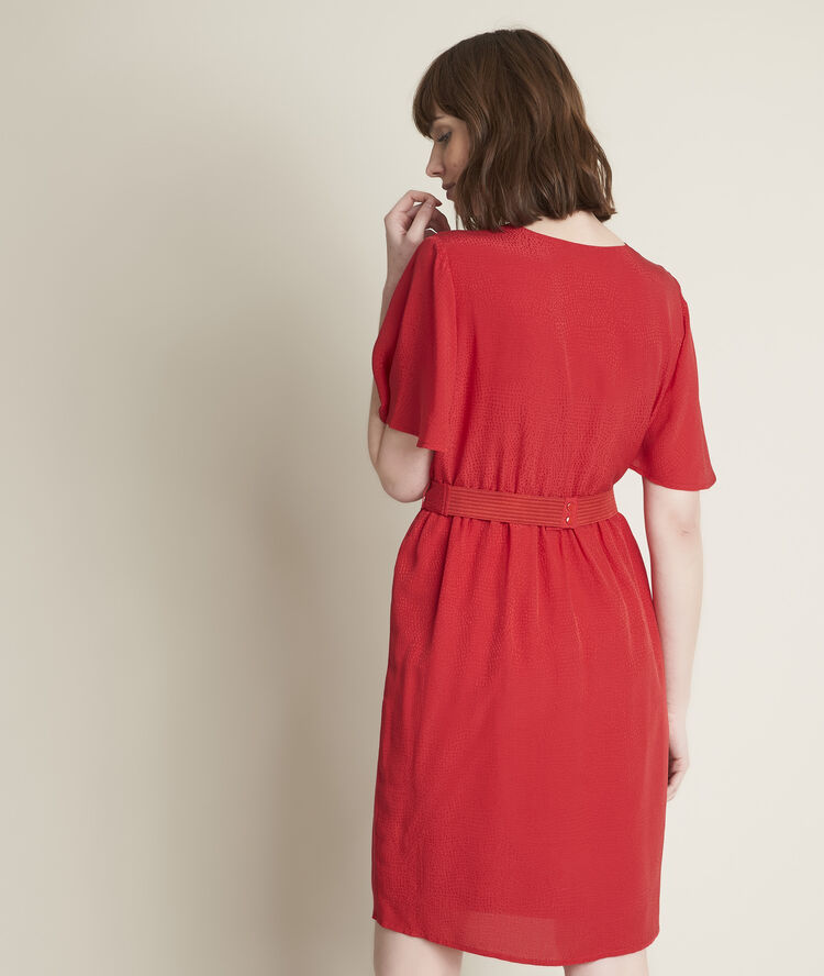 Carly jacquard silk dress coral.