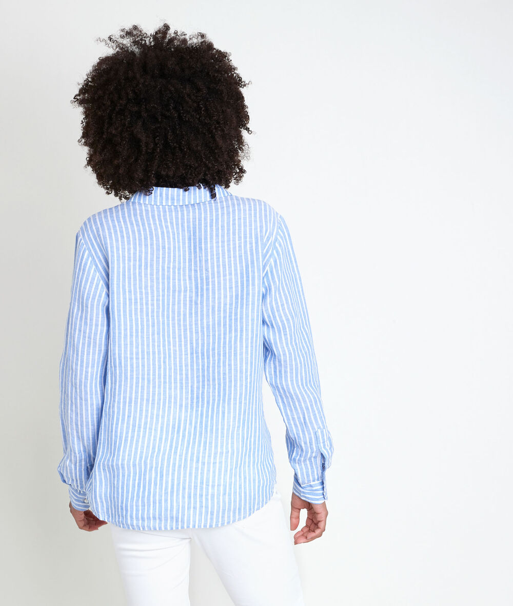 Venetia striped linen shirt sky blue.
