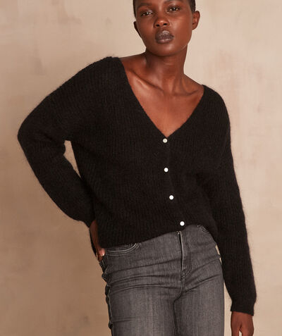 Paddy black wool and mohair cardigan PhotoZ | 1-2-3