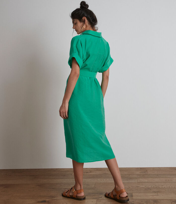 Naya green mid-length shirt dress PhotoZ | 1-2-3