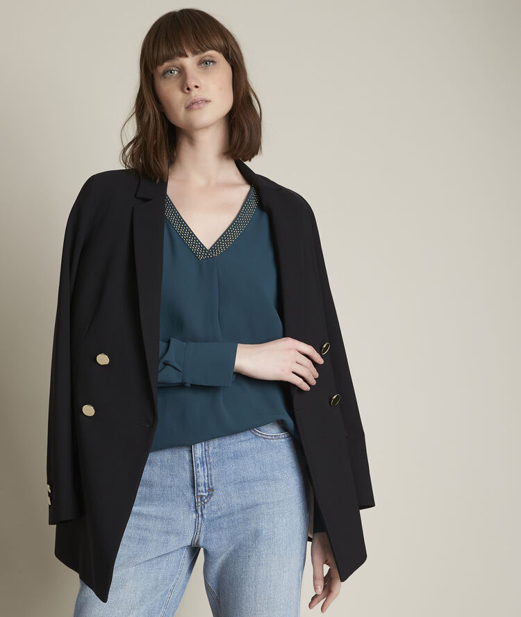 Edana cypress recycled polyester blouse cypress.