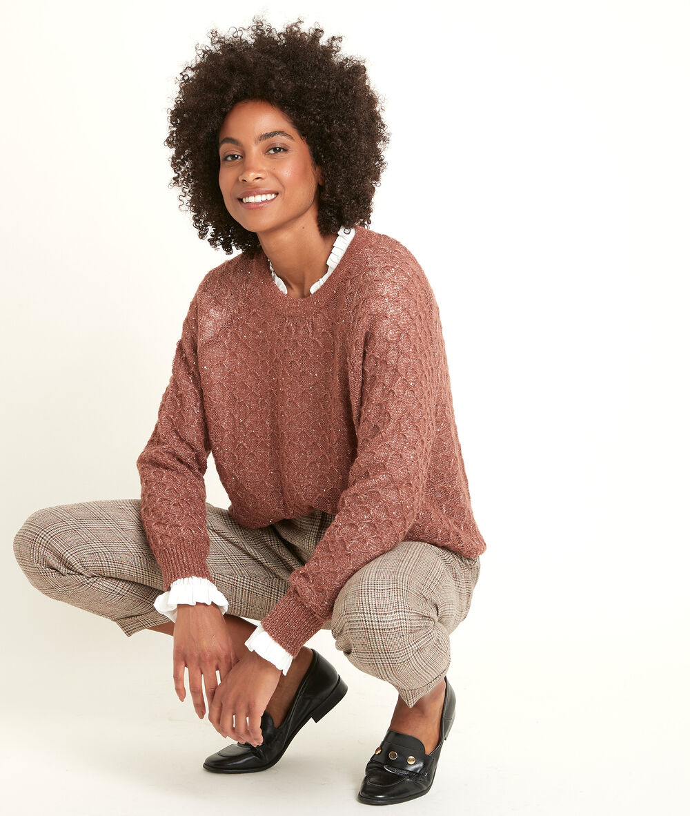 Dany lace dual-fabric blouse ecru.