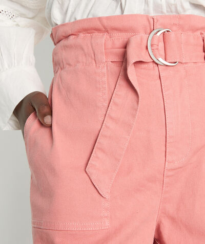 Beverly belted paper bag shorts in blush cotton  PhotoZ | 1-2-3
