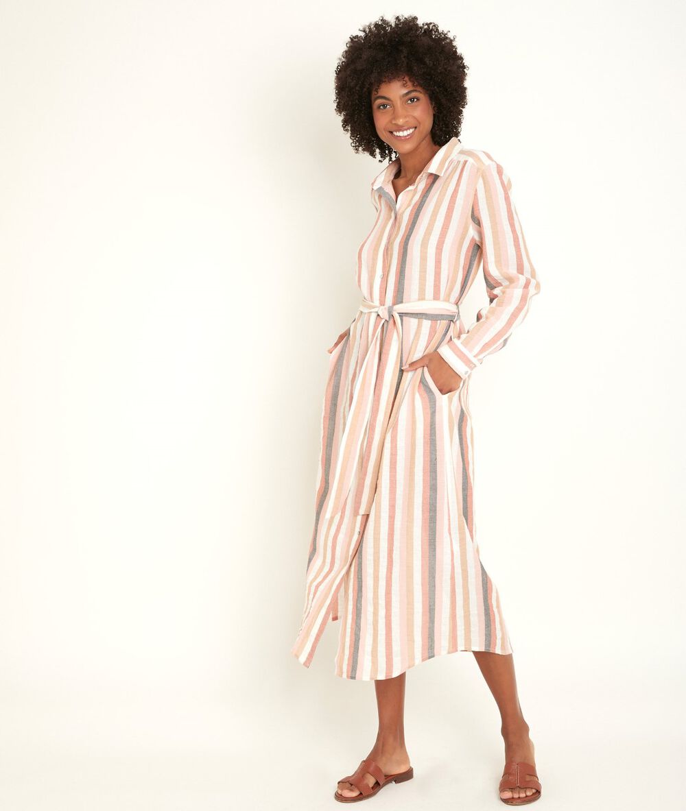 Nalia striped long dress poudre.