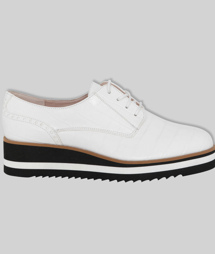 Naelle white platform sole derby shoes white.