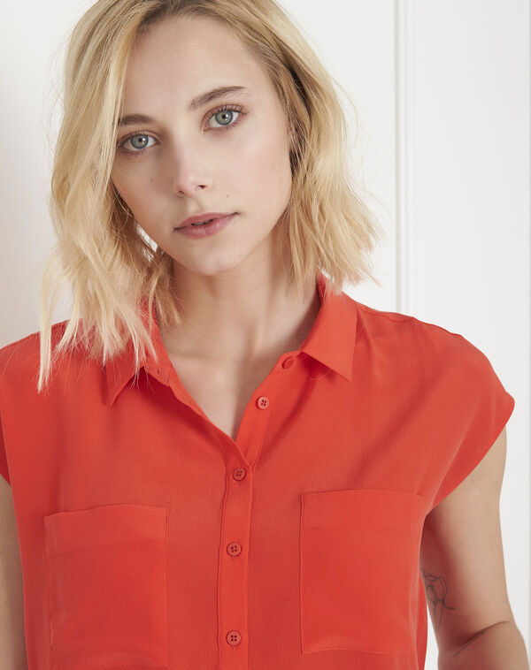 Veziane orange silk blouse geranium.