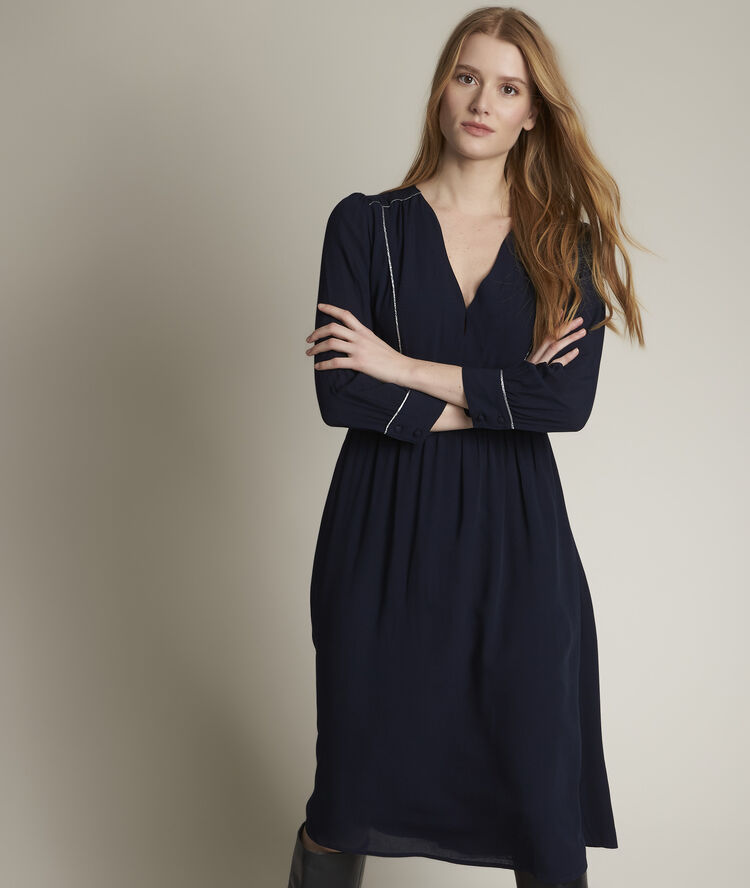 Carolina navy blue fit and flare dress navy blue.