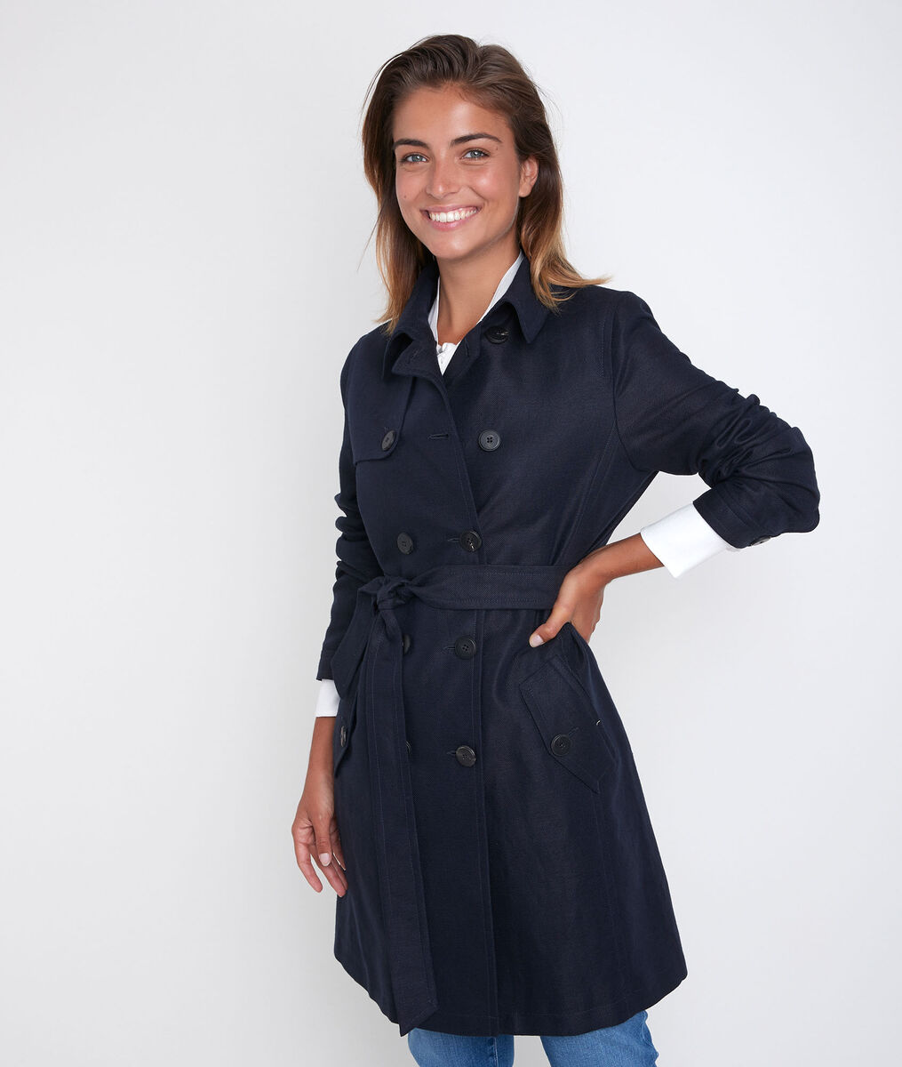 Sadao navy linen and cotton trench coat | 1-2-3 Sadao navy linen and cotton trench coat PhotoZ | 1-2-3