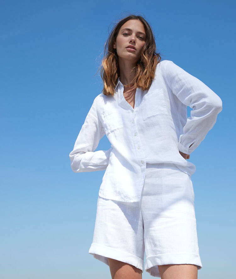 Iago white linen shorts white.