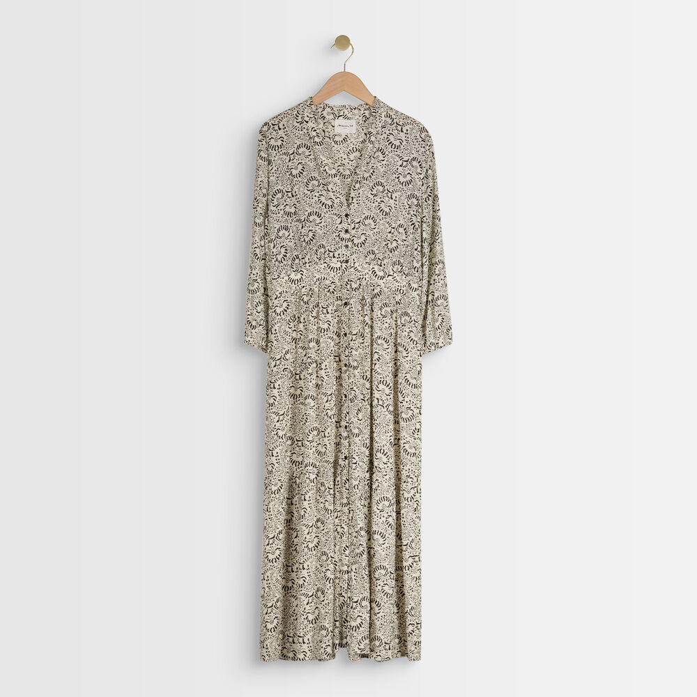 Carola ecru printed maxi dress ecru.