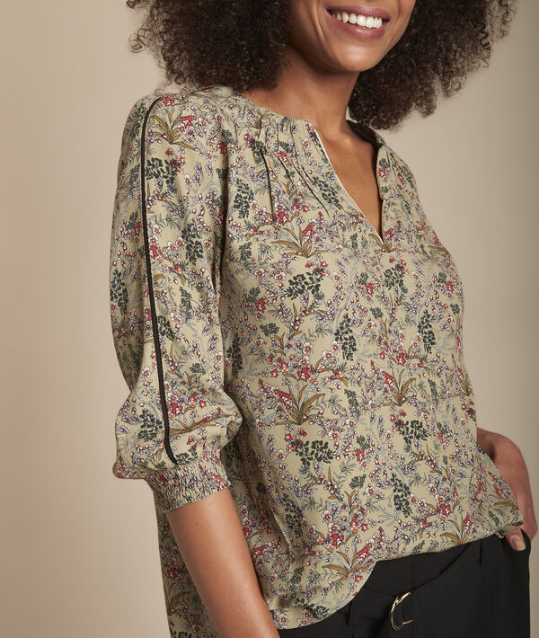 Mina khaki floral print blouse | 1-2-3 Mina khaki floral print blouse PhotoZ | 1-2-3