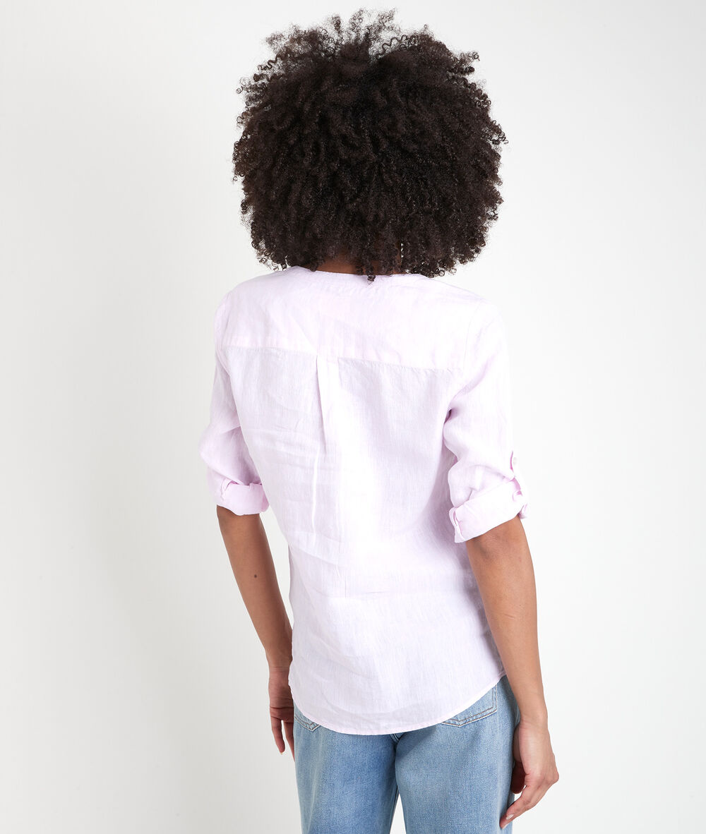 Roma powder pink linen blouse nude.